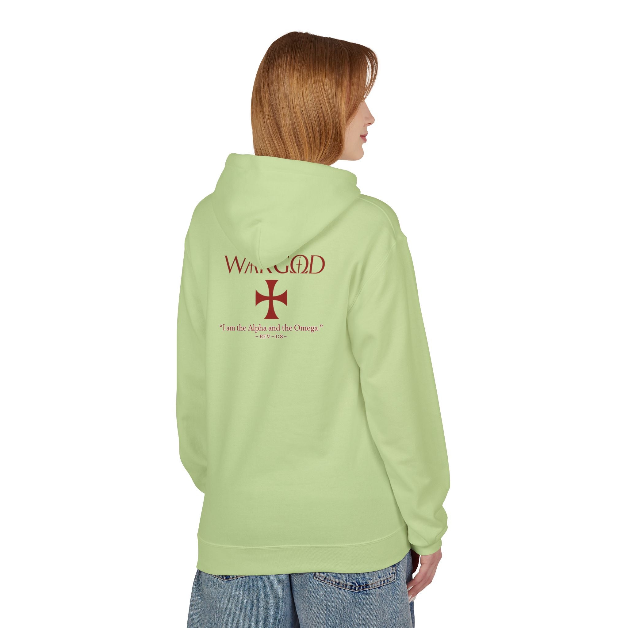 WARGOD Cross Hoodie — "I Am the Alpha and the Omega" Graphic Hoodie