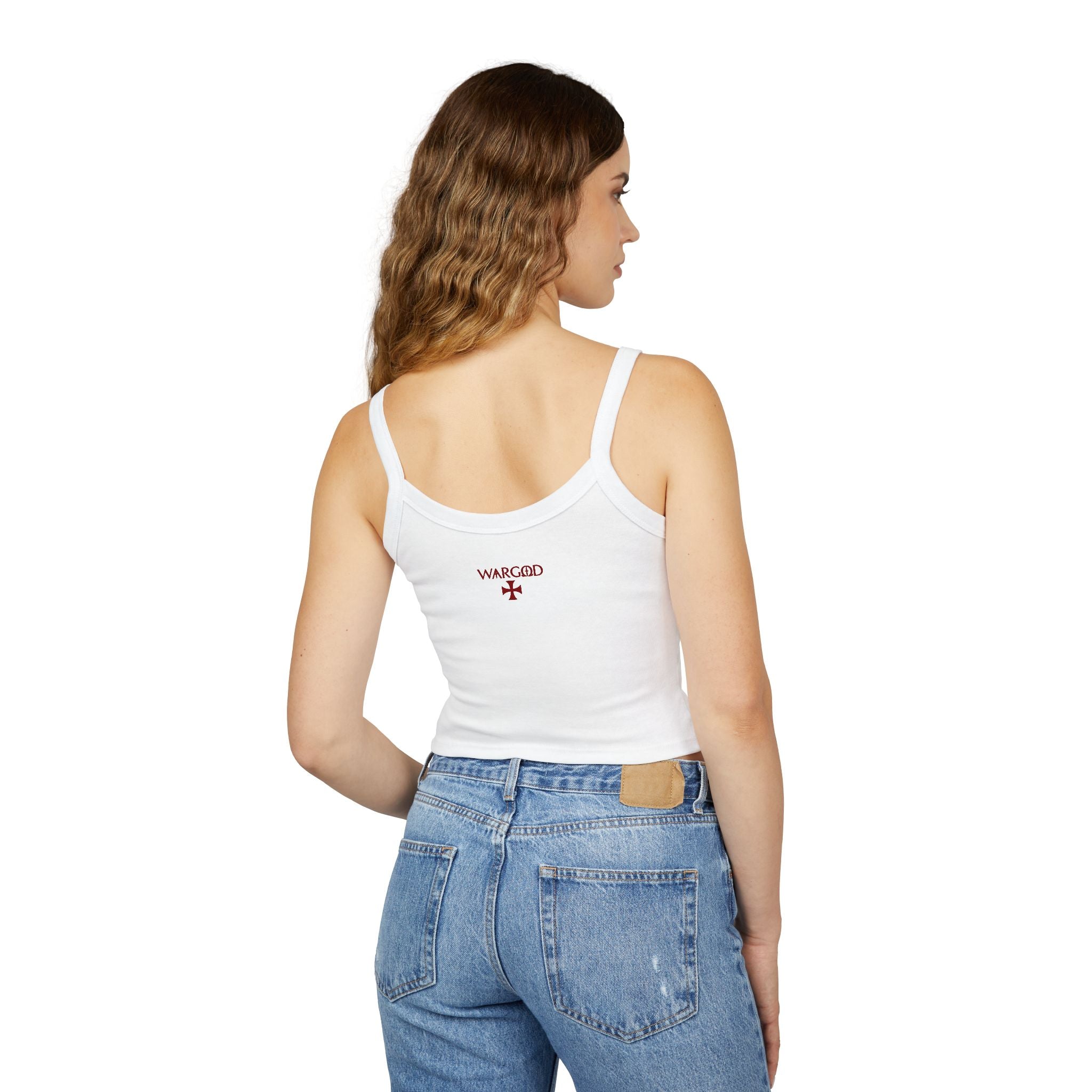 Spaghetti Tank Top — "Please Be Patient, I’m a Product of Public Schooling" Graphic