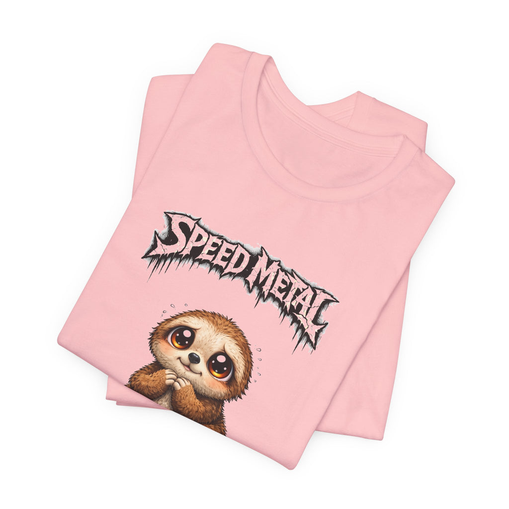 Speed Metal Sloth T-Shirt — Cute Sloth Graphic Tee for Metal Fans