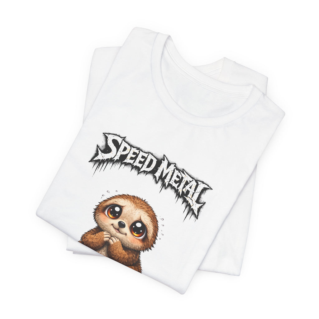 Speed Metal Sloth T-Shirt — Cute Sloth Graphic Tee for Metal Fans