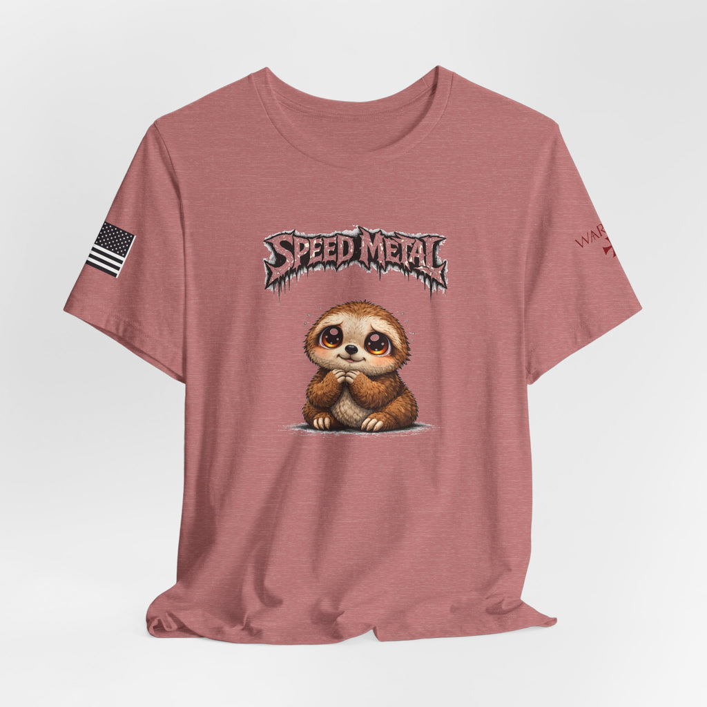 Speed Metal Sloth T-Shirt — Cute Sloth Graphic Tee for Metal Fans