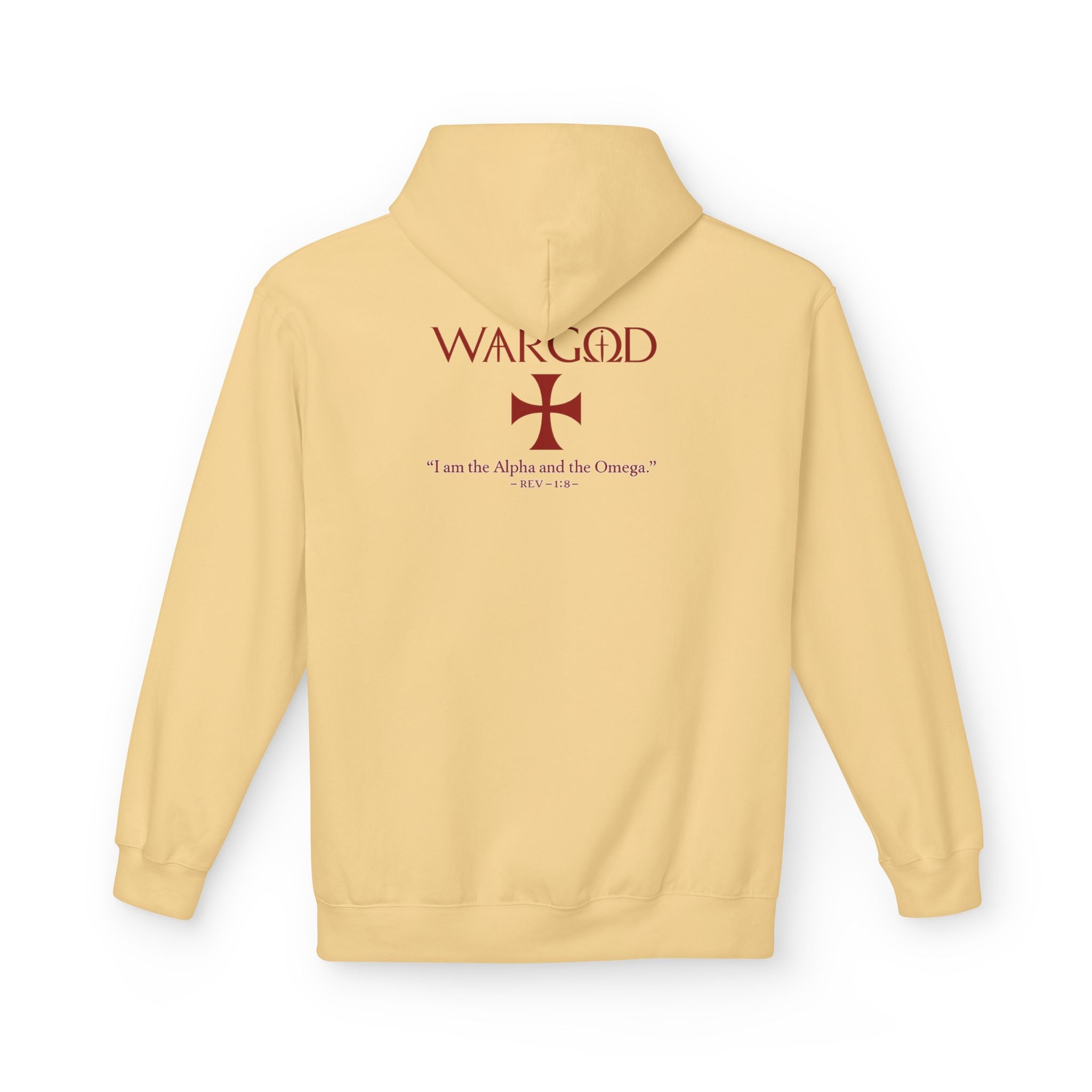 WARGOD Cross Hoodie — "I Am the Alpha and the Omega" Graphic Hoodie