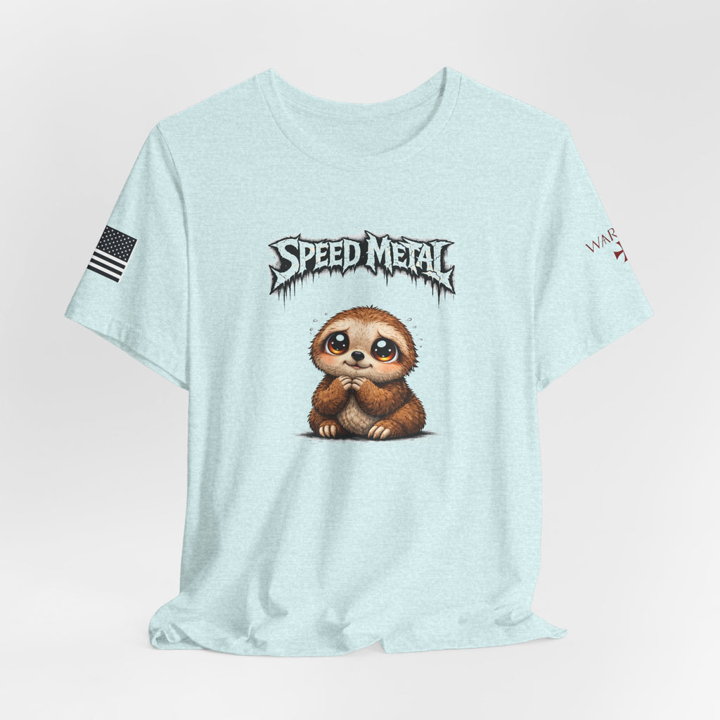 Speed Metal Sloth T-Shirt — Cute Sloth Graphic Tee for Metal Fans