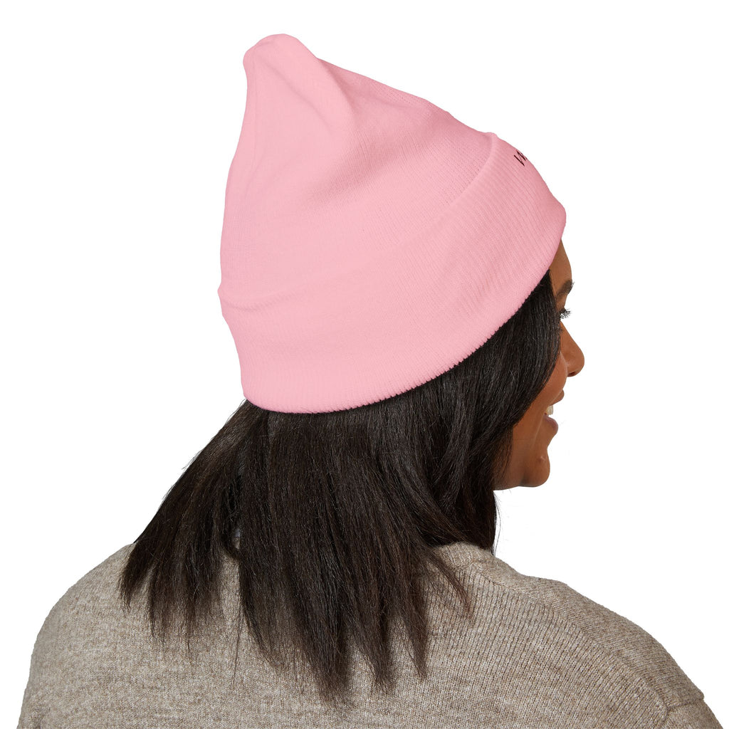 WARGOD Embroidered Cuffed Beanie — Minimal Cross Knit Hat