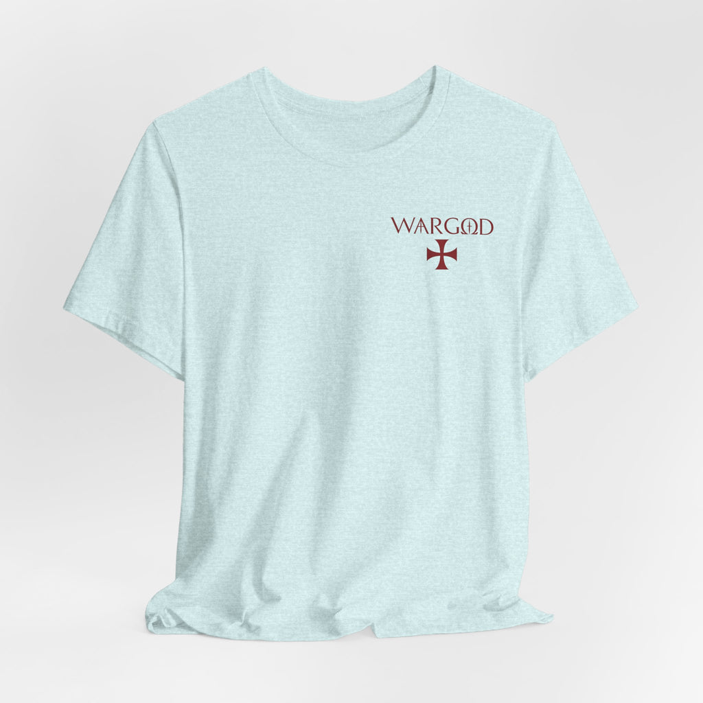 Wargod Cross Tee — "I am the Alpha and the Omega" Christian Graphic T‑Shirt