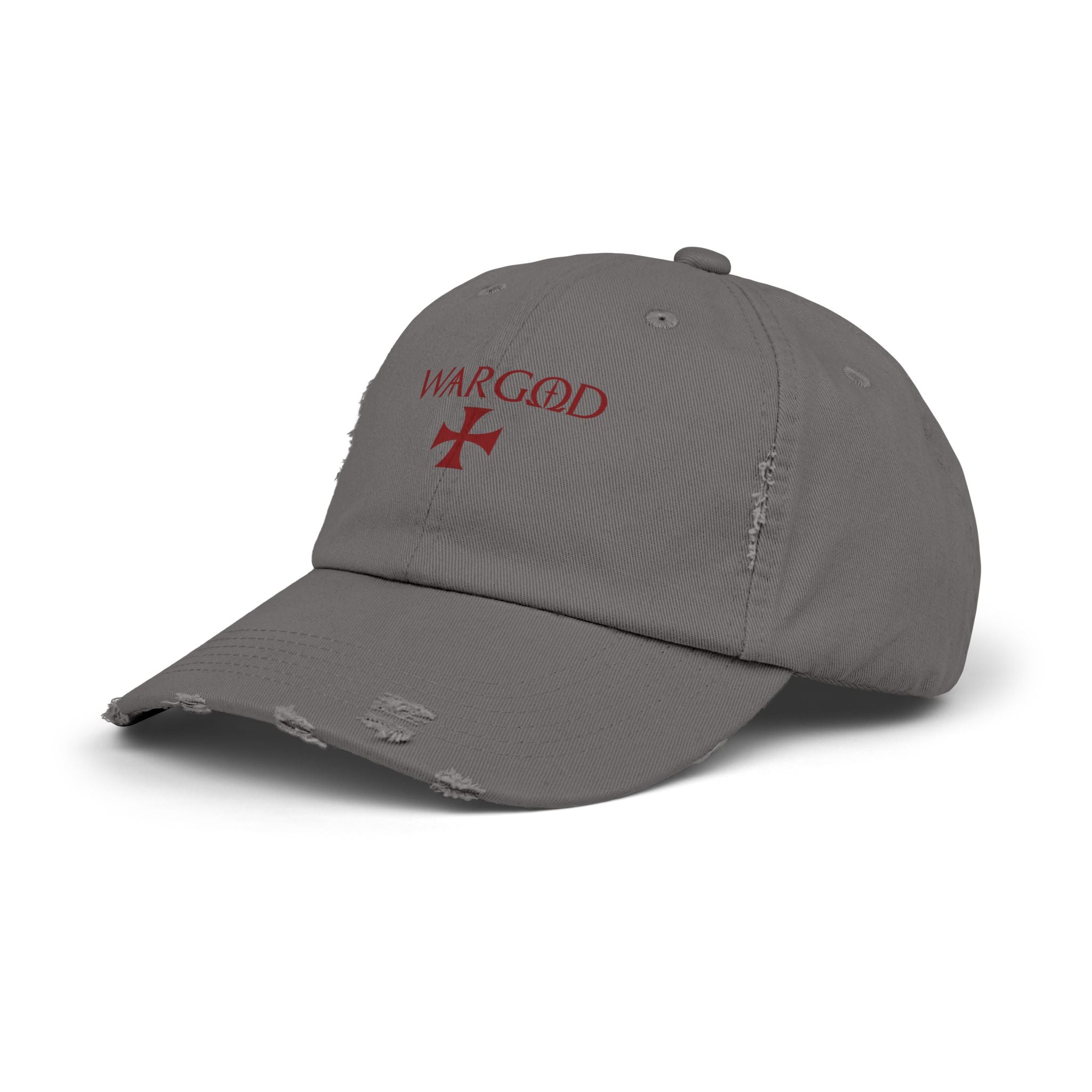 WARGOD Distressed Black Cap — Vintage Red Cross Logo