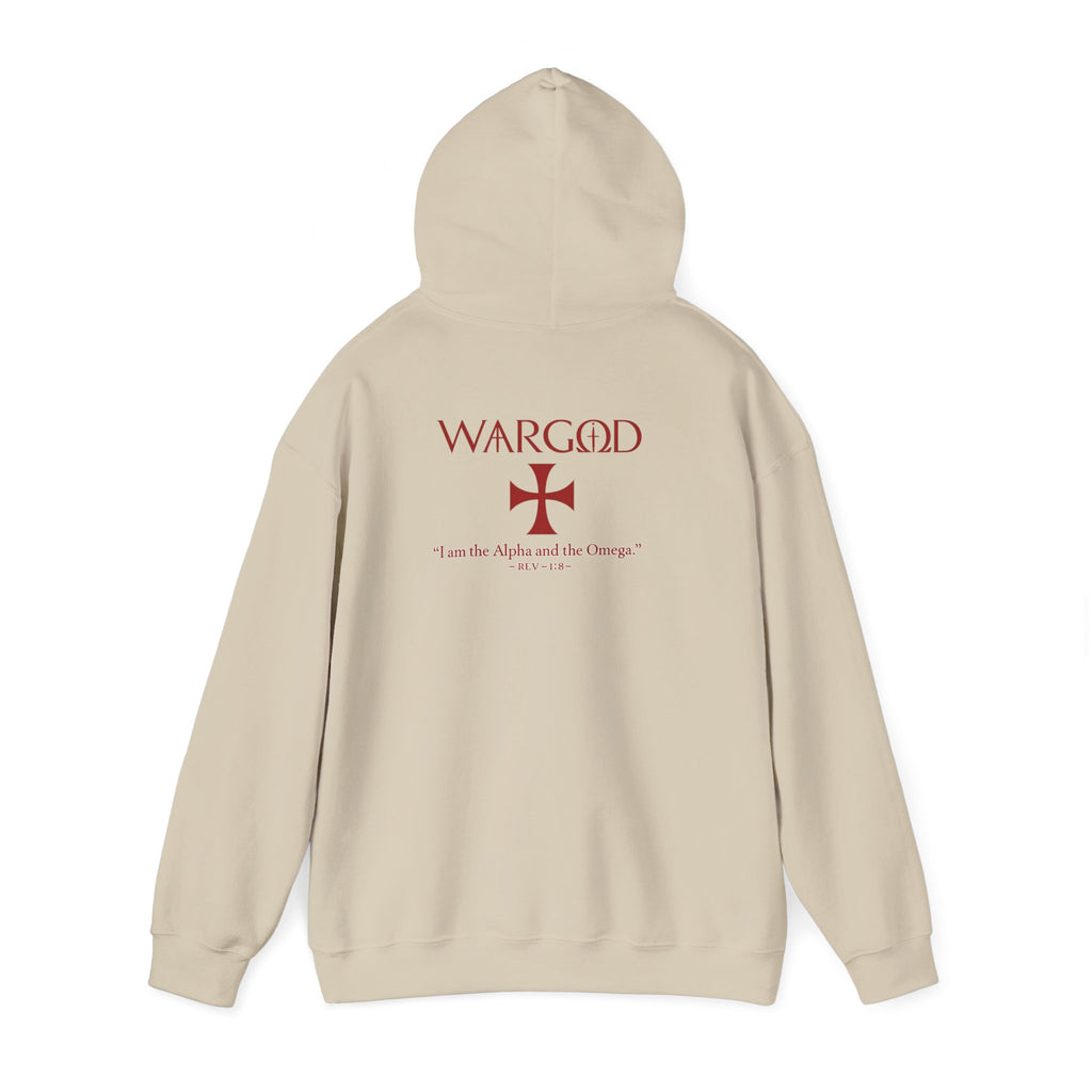 Hoodie — 'WARGOD' Cross Graphic Pullover ("I am the Alpha and the Omega")