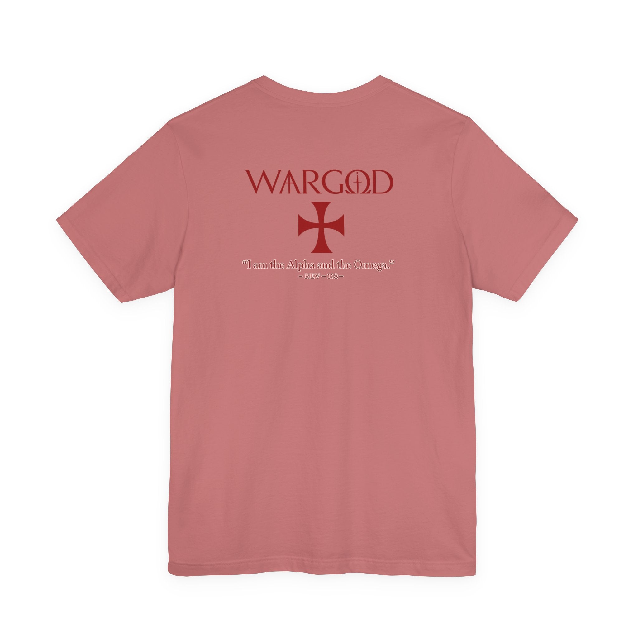 Wargod Cross Tee — "I am the Alpha and the Omega" Christian Graphic T‑Shirt