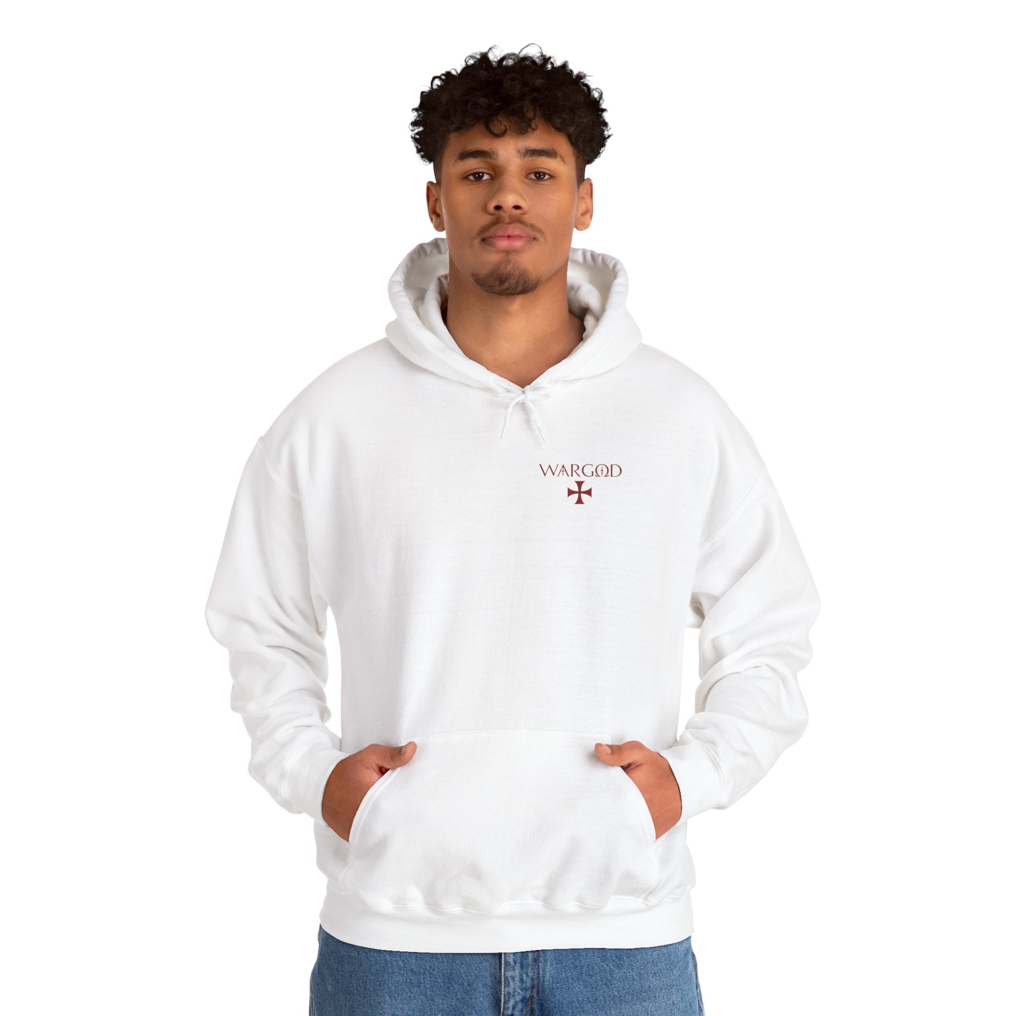 Hoodie — 'WARGOD' Cross Graphic Pullover ("I am the Alpha and the Omega")