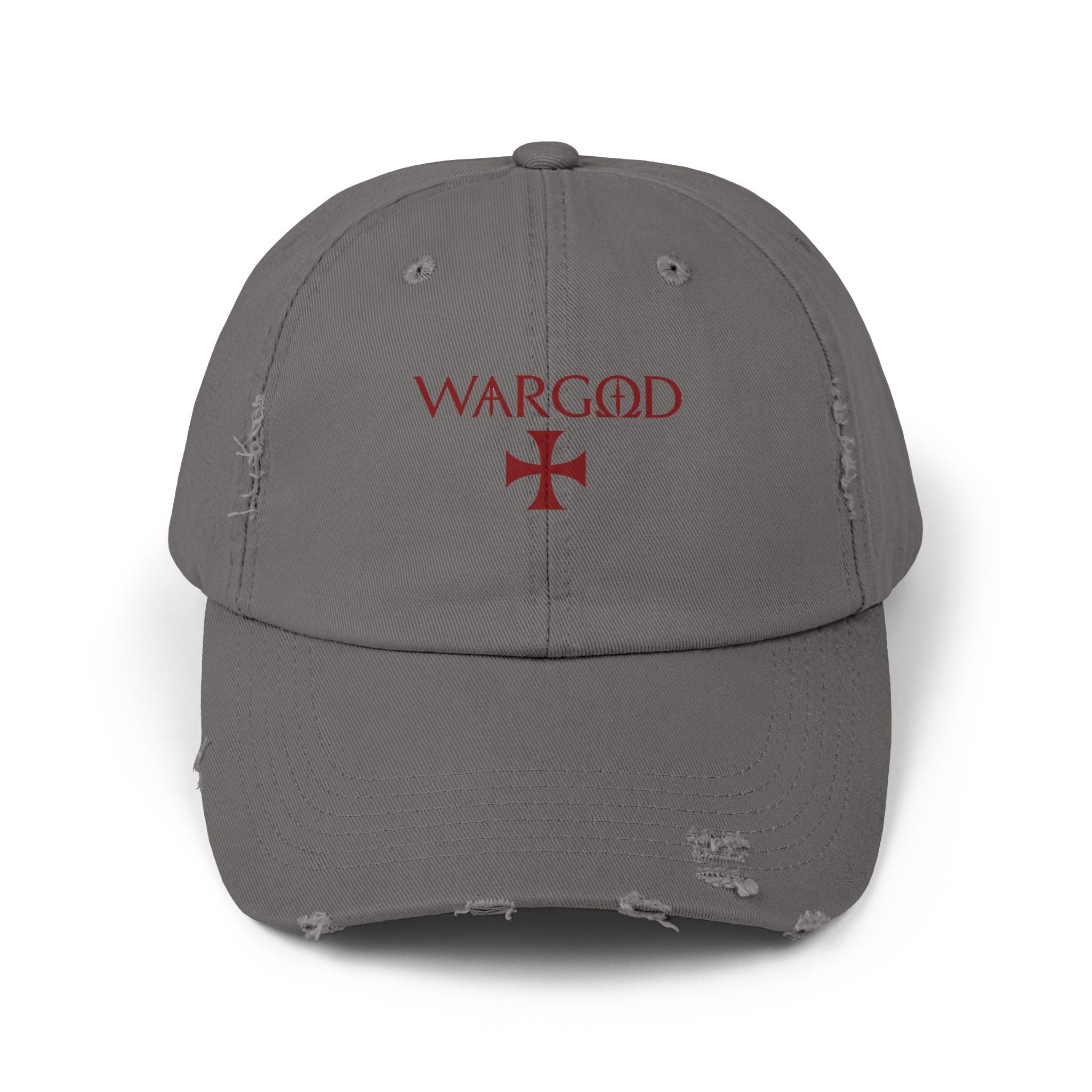 WARGOD Distressed Black Cap — Vintage Red Cross Logo