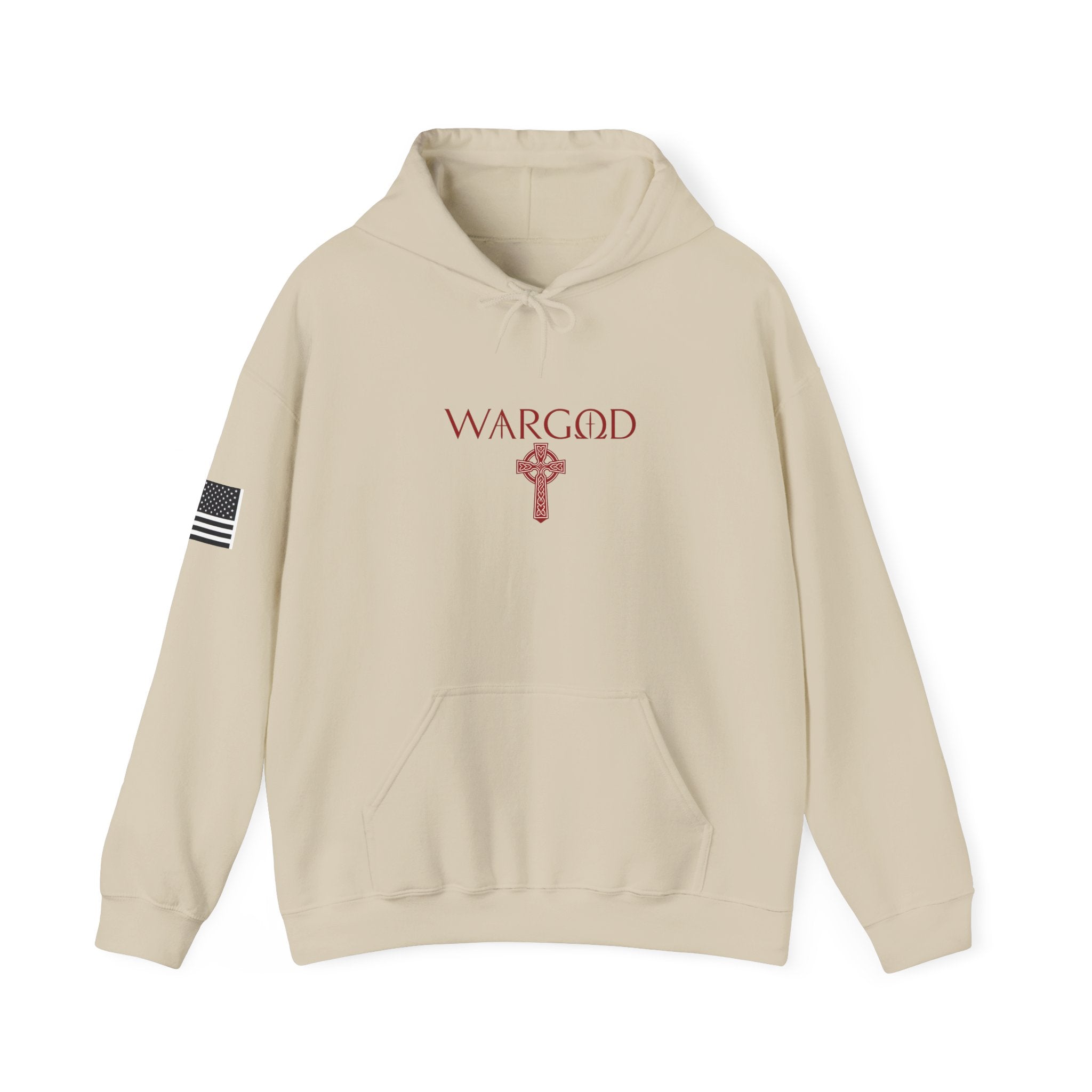 WARGOD Celtic Cross Hoodie – Minimal Viking Rune Graphic Pullover