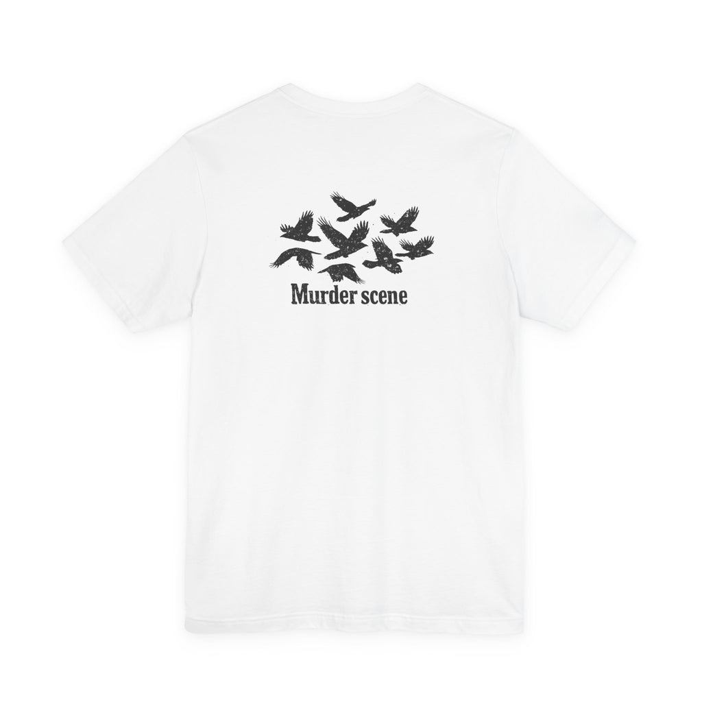 Murder Scene Raven Tee — Wargod Chest Logo Graphic T-Shirt