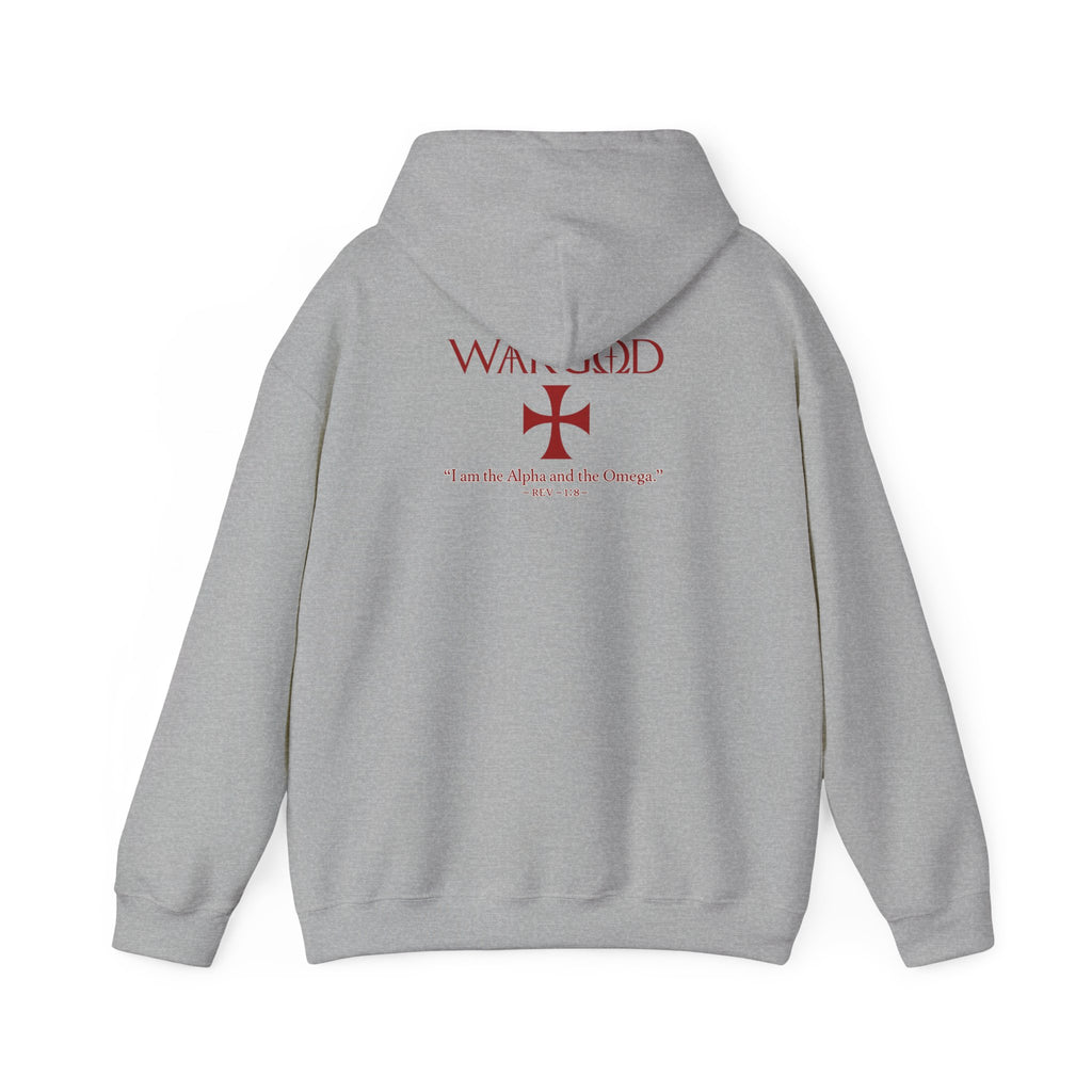 Hoodie — 'WARGOD' Cross Graphic Pullover ("I am the Alpha and the Omega")