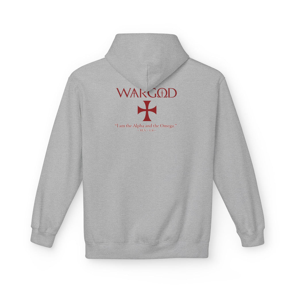 WARGOD Cross Hoodie — "I Am the Alpha and the Omega" Graphic Hoodie