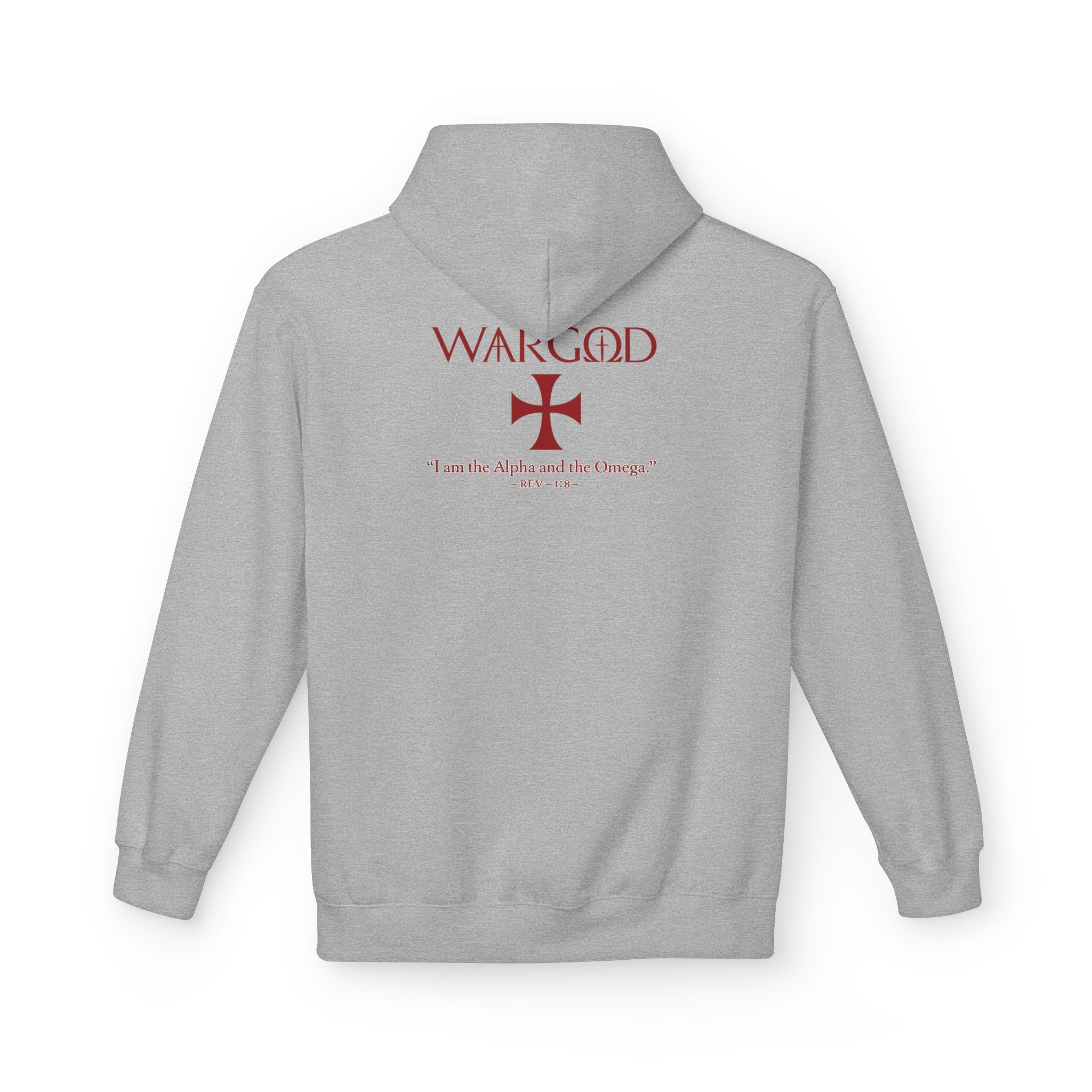 WARGOD Cross Hoodie — "I Am the Alpha and the Omega" Graphic Hoodie