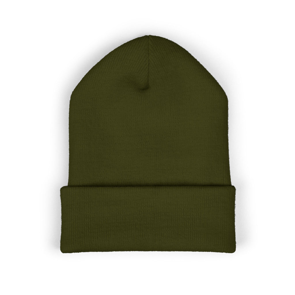 WARGOD Embroidered Cuffed Beanie — Minimal Cross Knit Hat