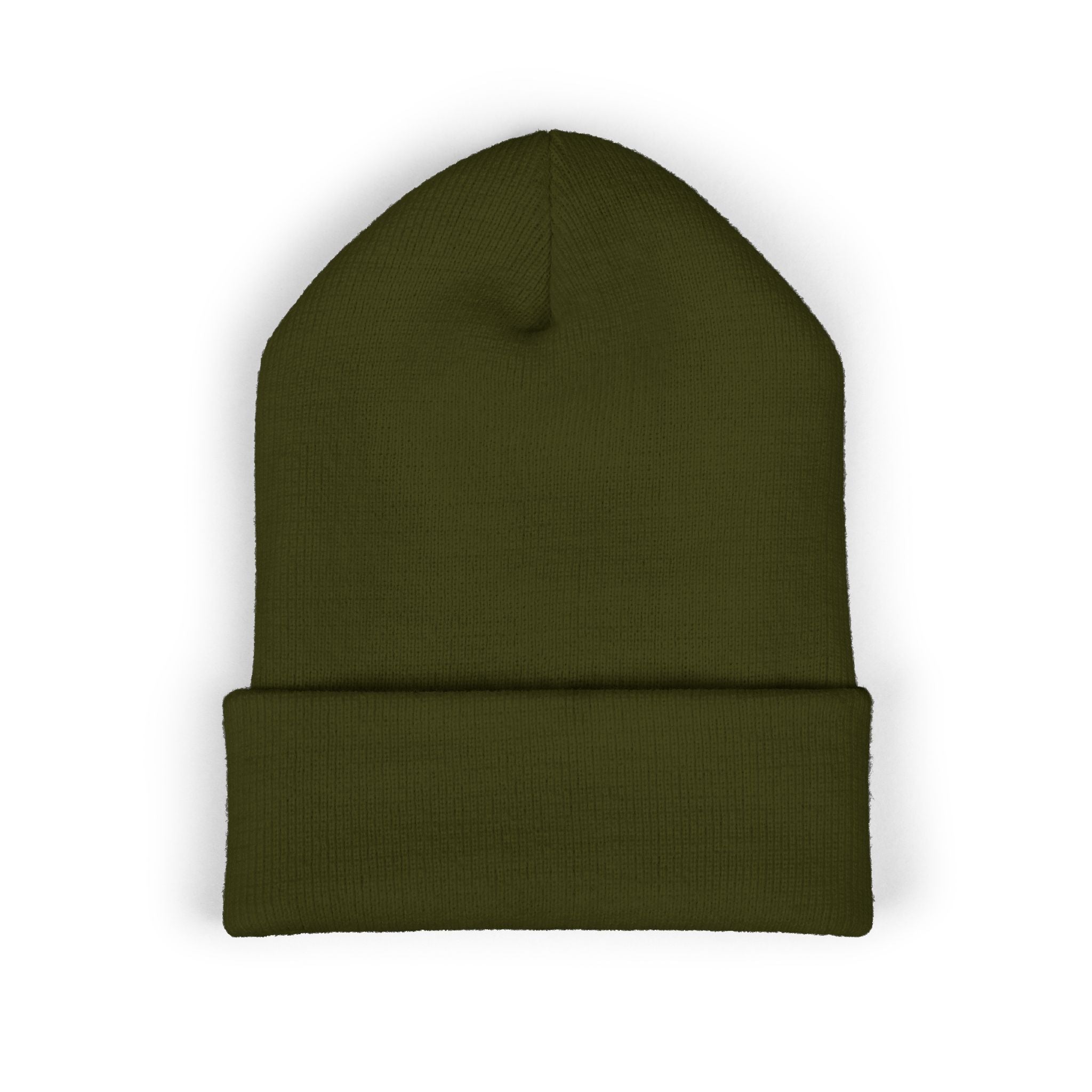 WARGOD Embroidered Cuffed Beanie — Minimal Cross Knit Hat