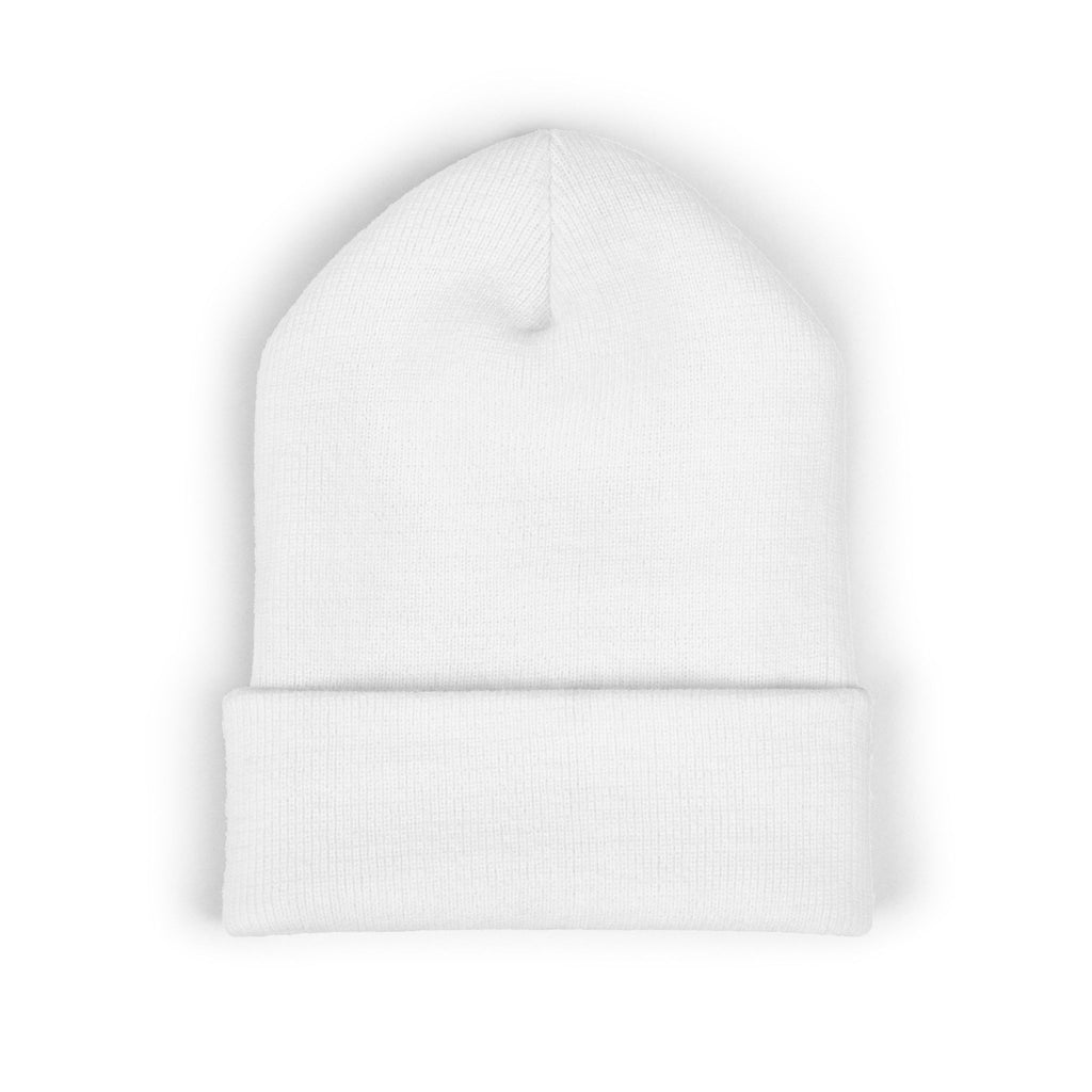 WARGOD Embroidered Cuffed Beanie — Minimal Cross Knit Hat