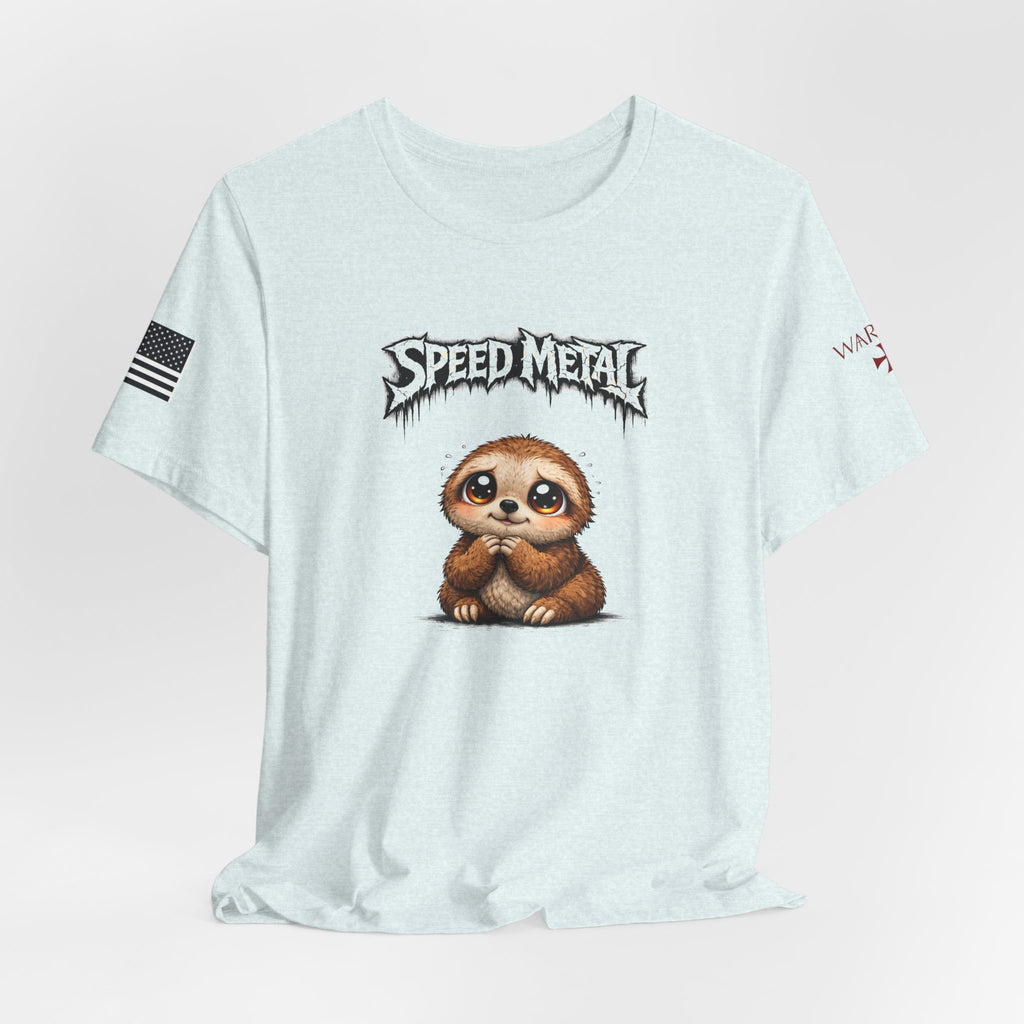 Speed Metal Sloth T-Shirt — Cute Sloth Graphic Tee for Metal Fans
