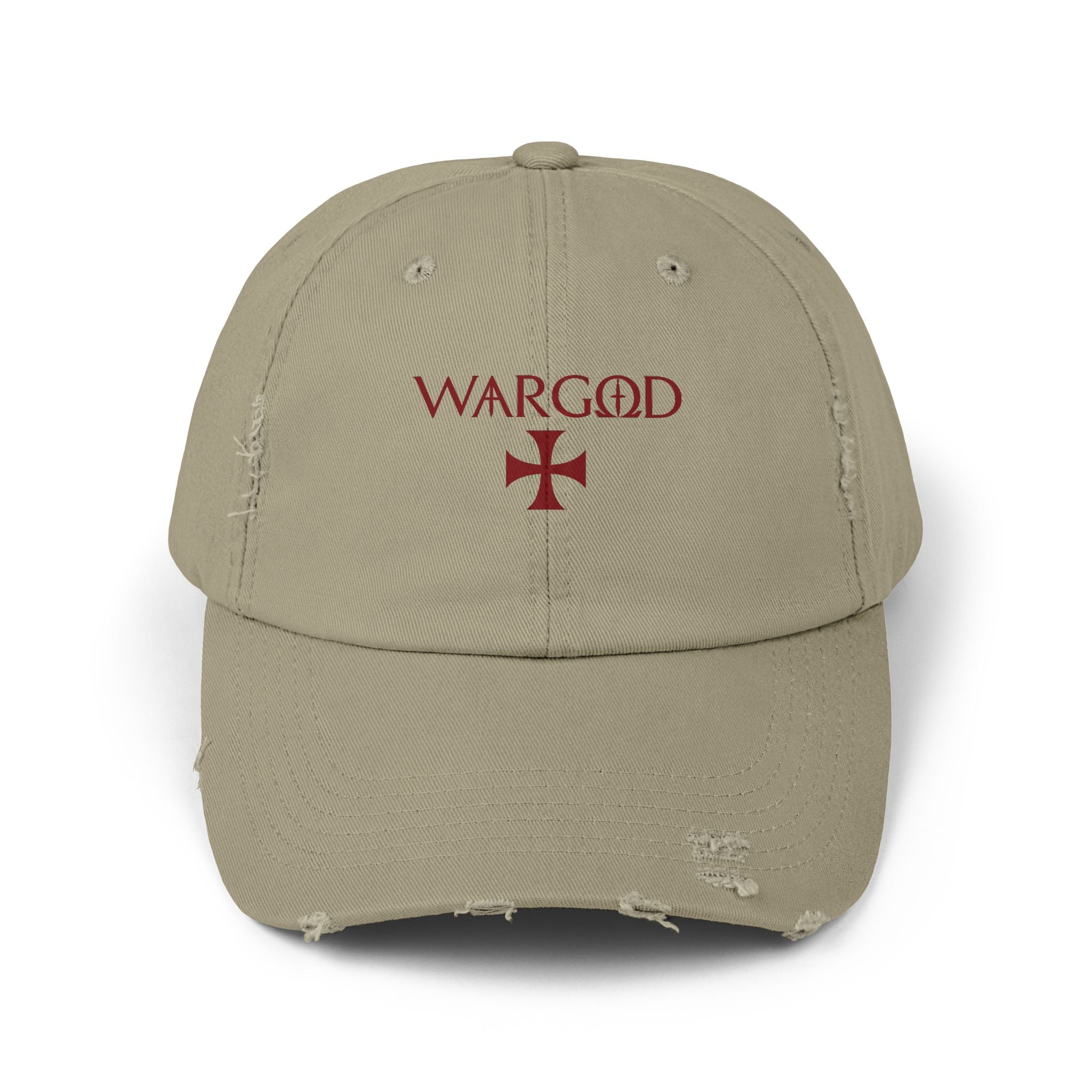 WARGOD Distressed Black Cap — Vintage Red Cross Logo