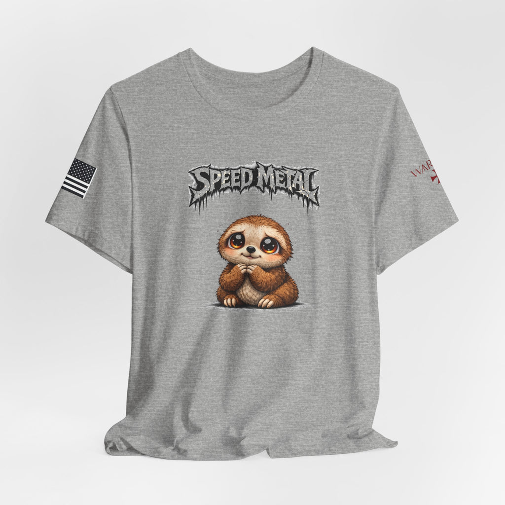 Speed Metal Sloth T-Shirt — Cute Sloth Graphic Tee for Metal Fans