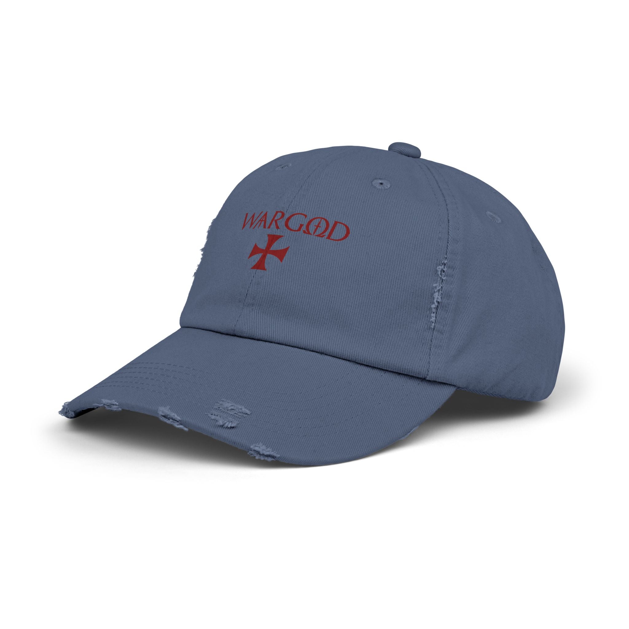 WARGOD Distressed Black Cap — Vintage Red Cross Logo