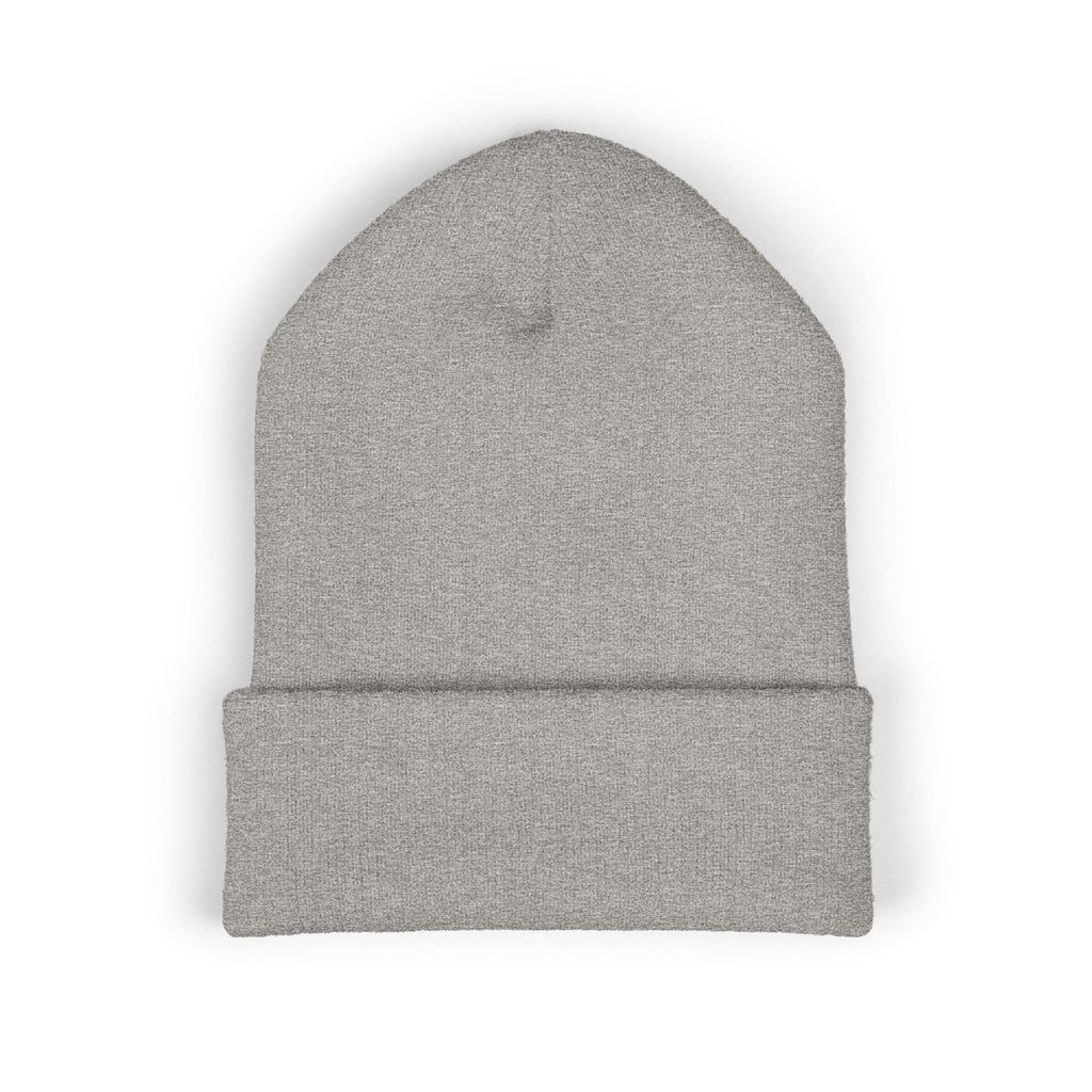 WARGOD Embroidered Cuffed Beanie — Minimal Cross Knit Hat