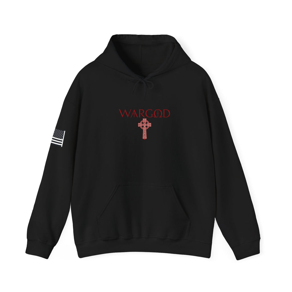 WARGOD Celtic Cross Hoodie – Minimal Viking Rune Graphic Pullover