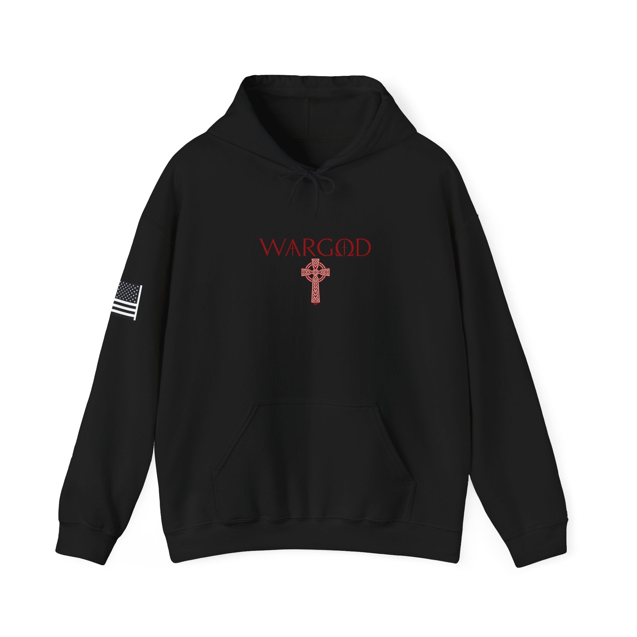 WARGOD Celtic Cross Hoodie – Minimal Viking Rune Graphic Pullover