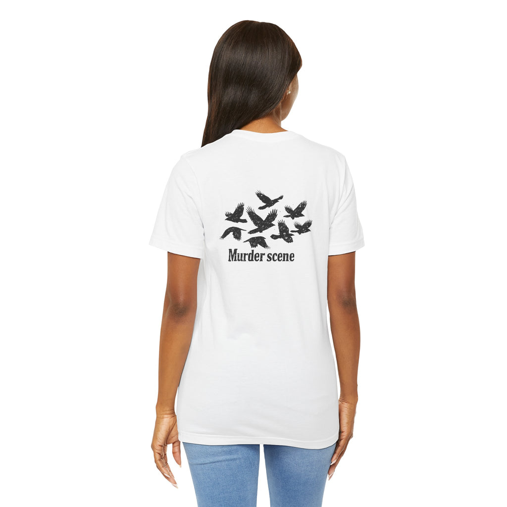 Murder Scene Raven Tee — Wargod Chest Logo Graphic T-Shirt