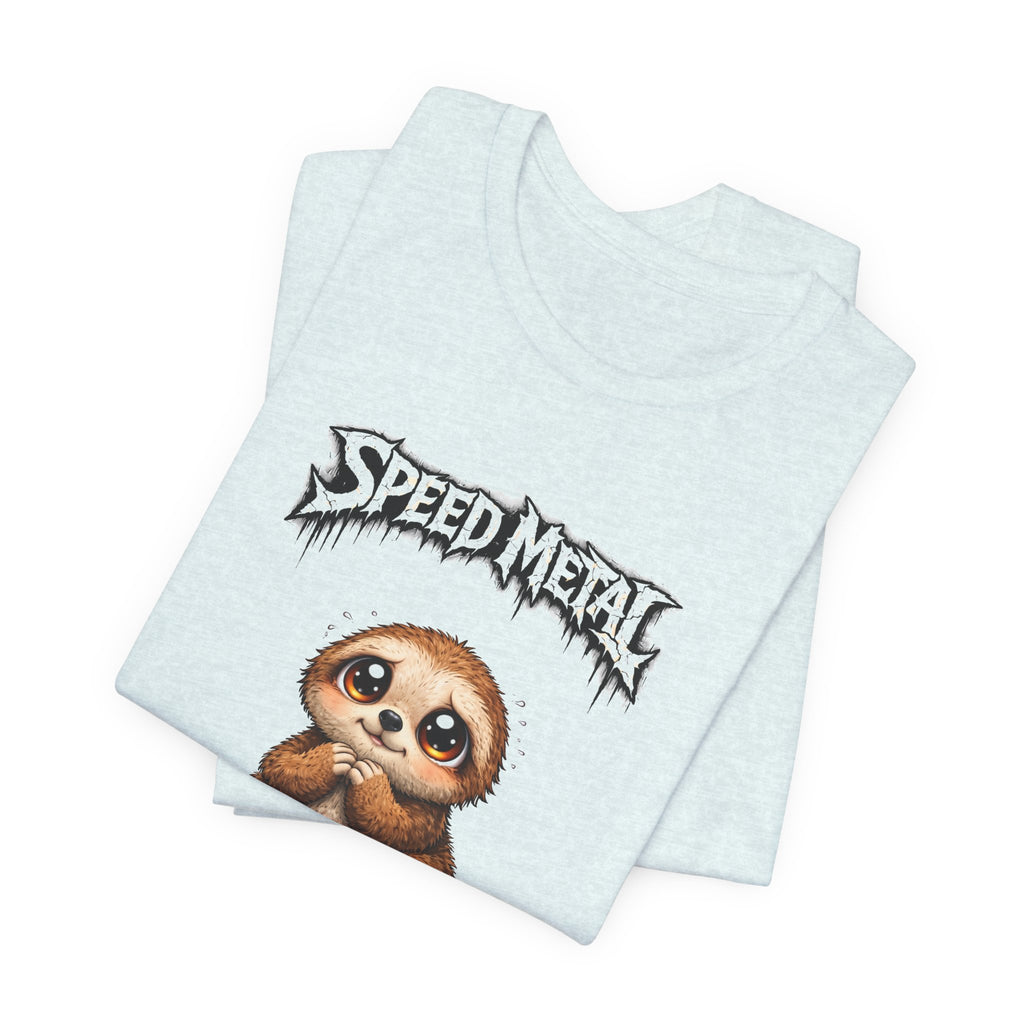 Speed Metal Sloth T-Shirt — Cute Sloth Graphic Tee for Metal Fans