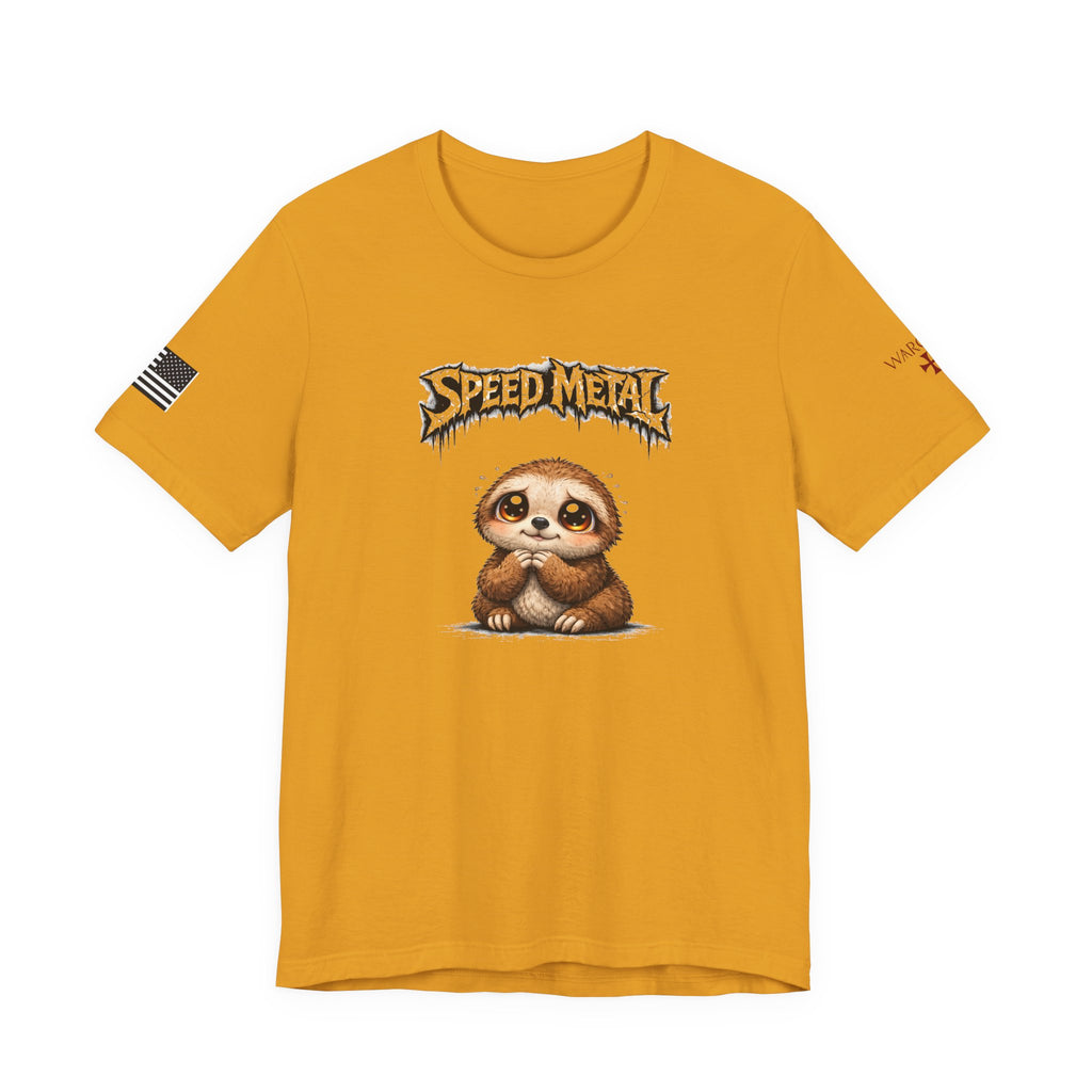 Speed Metal Sloth T-Shirt — Cute Sloth Graphic Tee for Metal Fans